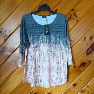Women's Ombre Top - Gray and Pink